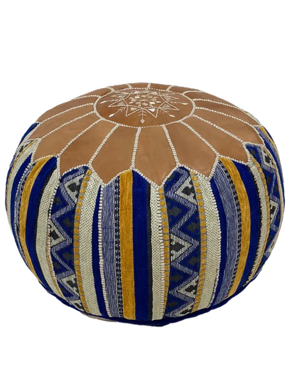 Moroccan ottoman pouf - Azure Oasis