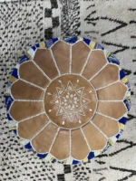 Moroccan ottoman pouf - Azure Oasis
