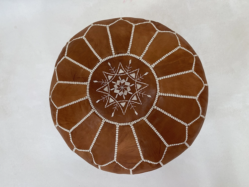 Moroccan ottoman pouf - Brown Berber