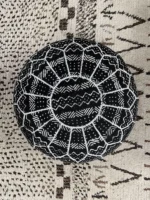 Moroccan ottoman pouf - Charcoal Premium