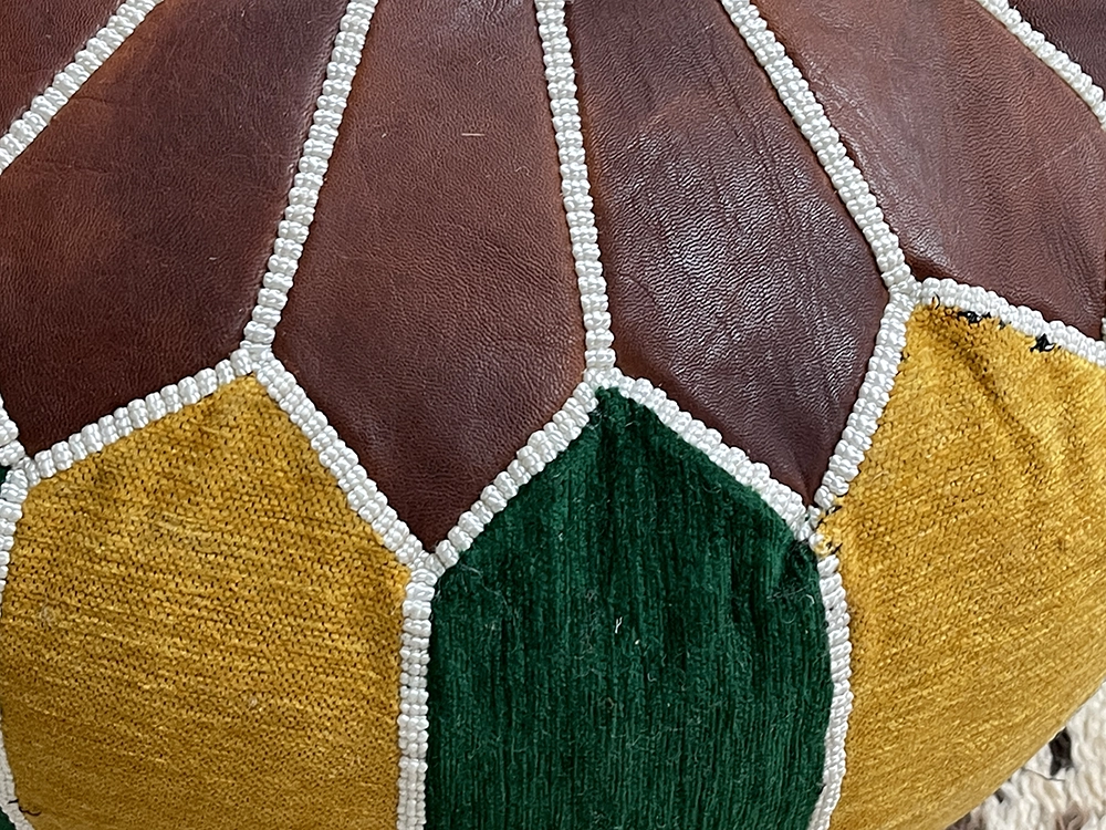 Moroccan ottoman pouf - Fern Forest