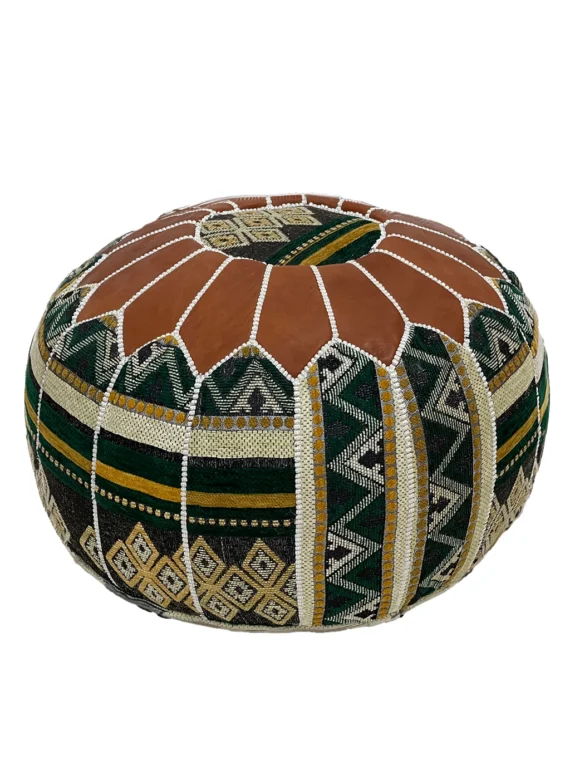 Moroccan ottoman pouf - Green Oasis