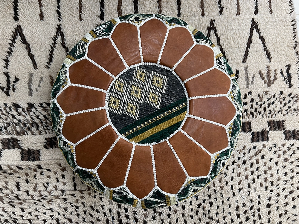 Moroccan ottoman pouf - Green Oasis