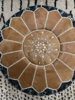 Moroccan ottoman pouf - Indigo Zenith