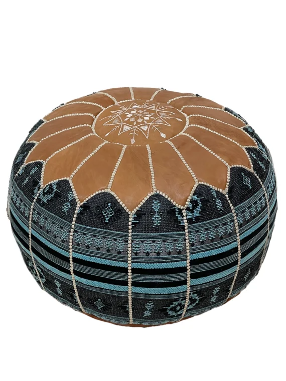 Moroccan ottoman pouf - Indigo Zenith