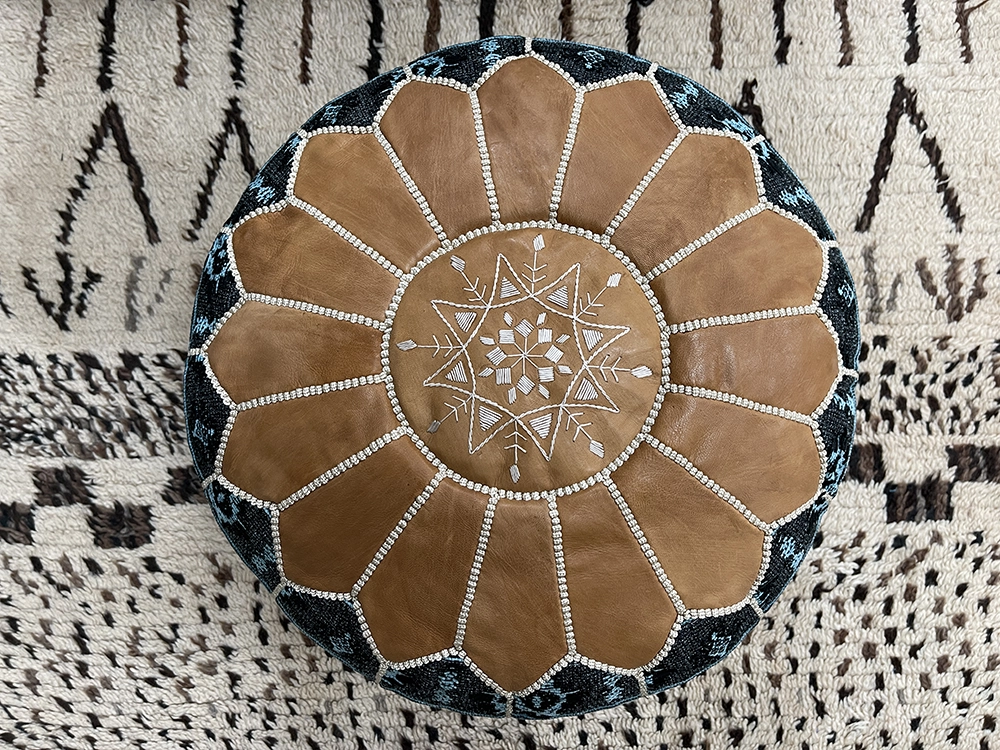 Moroccan ottoman pouf - Indigo Zenith