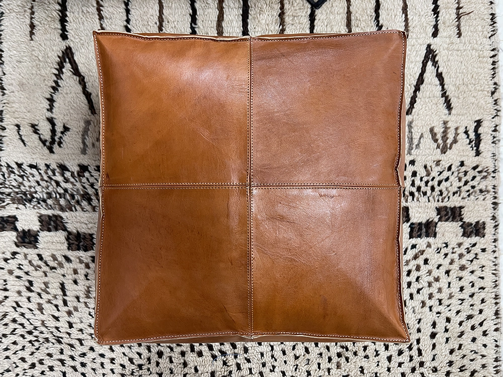 Moroccan ottoman pouf - Koutoubia Leather Ottoman