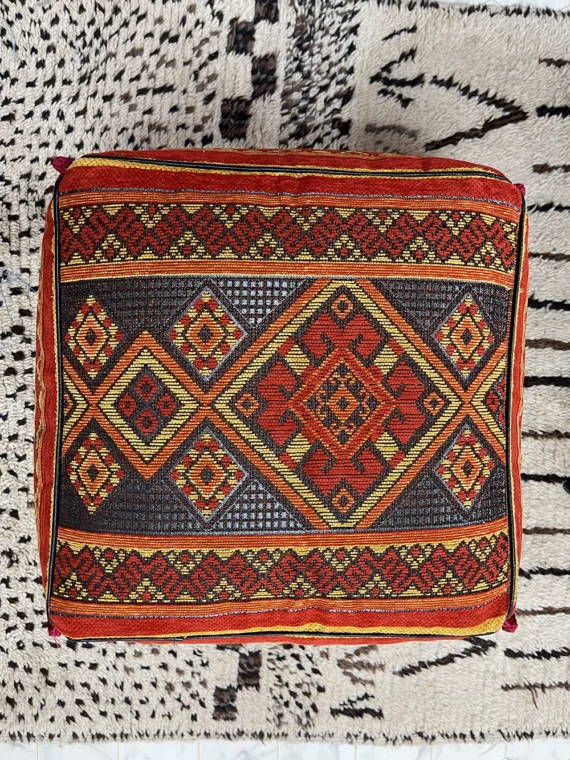 Moroccan ottoman pouf - Spice Square Seat