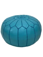 Moroccan ottoman pouf - Steel Blue Serenity
