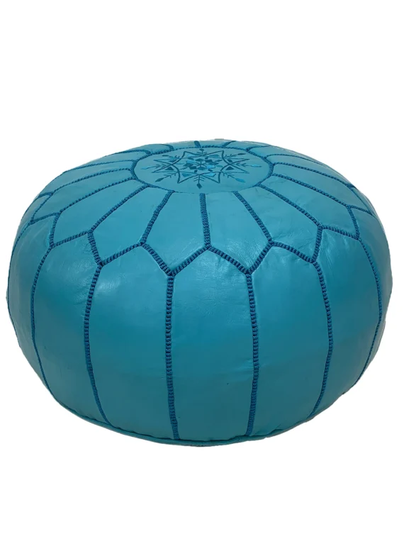 Moroccan ottoman pouf - Steel Blue Serenity