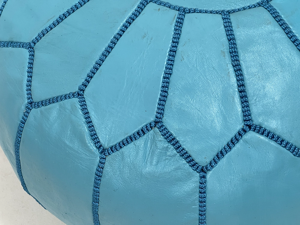 Moroccan ottoman pouf - Steel Blue Serenity