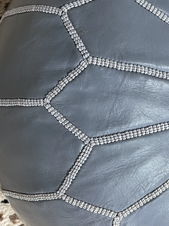 Moroccan ottoman pouf - Milky Gray