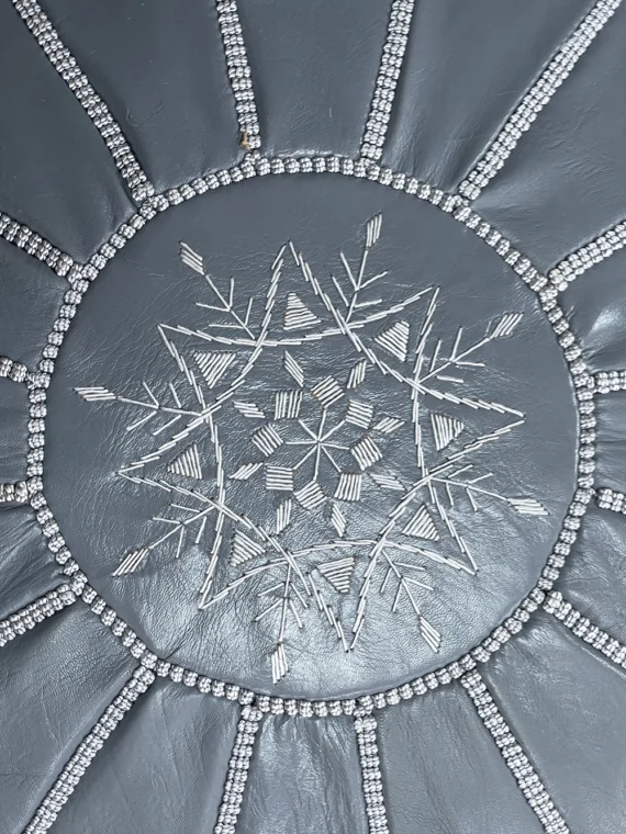 Moroccan ottoman pouf - Milky Gray