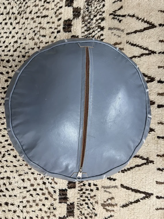 Moroccan ottoman pouf - Milky Gray