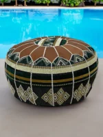 Moroccan ottoman pouf - Almond Cream