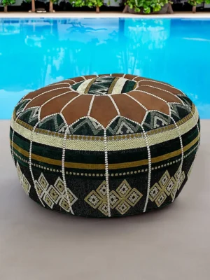 Moroccan ottoman pouf - Almond Cream