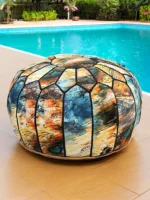 Moroccan ottoman pouf - Azure Aura