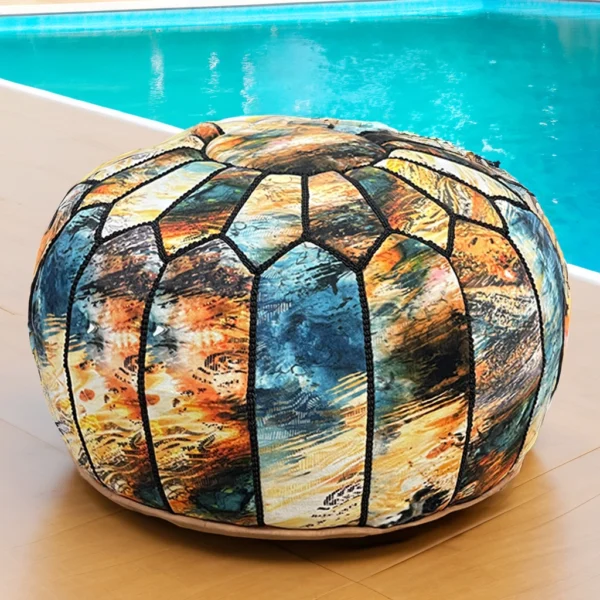 Moroccan Azure Aura Pouf