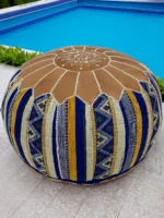 Moroccan ottoman pouf - Azure Oasis