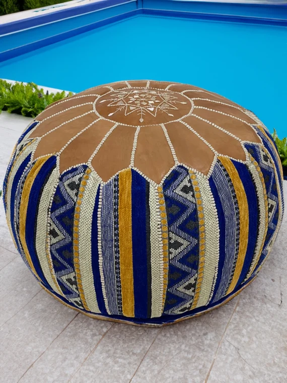 Moroccan ottoman pouf - Azure Oasis