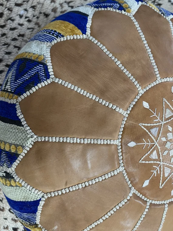 Moroccan ottoman pouf - Azure Oasis