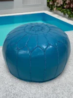Moroccan ottoman pouf - Baby Blue