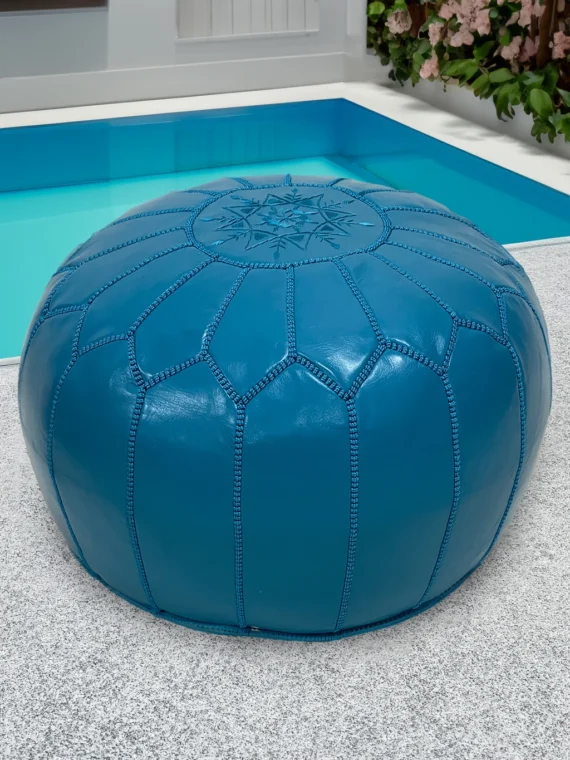 Moroccan ottoman pouf - Baby Blue