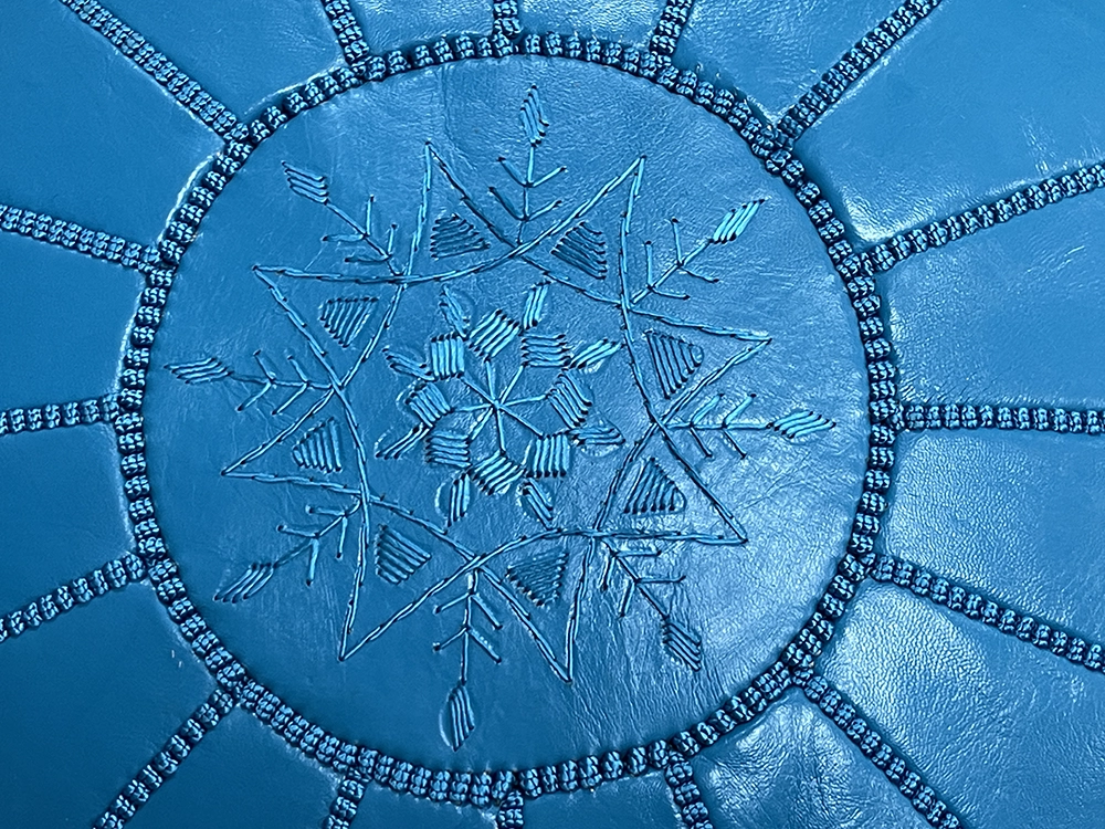 Moroccan ottoman pouf - Baby Blue