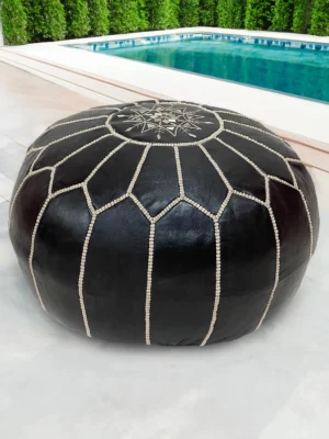 Moroccan ottoman pouf - Black Luxury