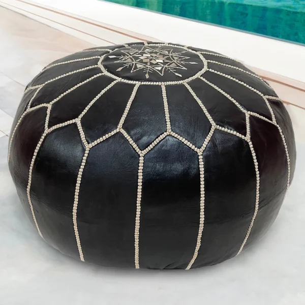 Moroccan Black Luxury Pouf