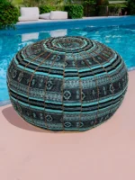 Moroccan ottoman pouf - Blue Lagoon