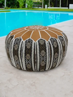Moroccan ottoman pouf - Cookies and Cream