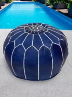 Moroccan ottoman pouf - Deep Blue