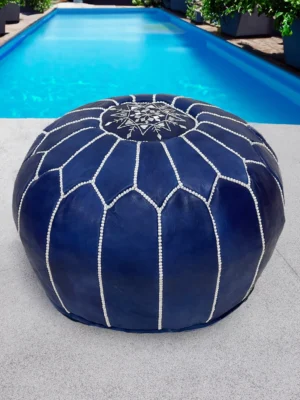 Moroccan ottoman pouf - Deep Blue