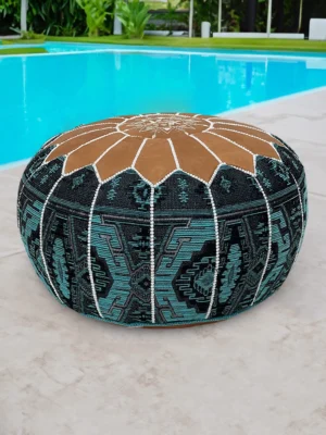 Moroccan ottoman pouf - Emotional Indigo Night