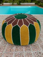 Moroccan ottoman pouf - Fern Forest