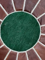 Moroccan ottoman pouf - Fern Forest