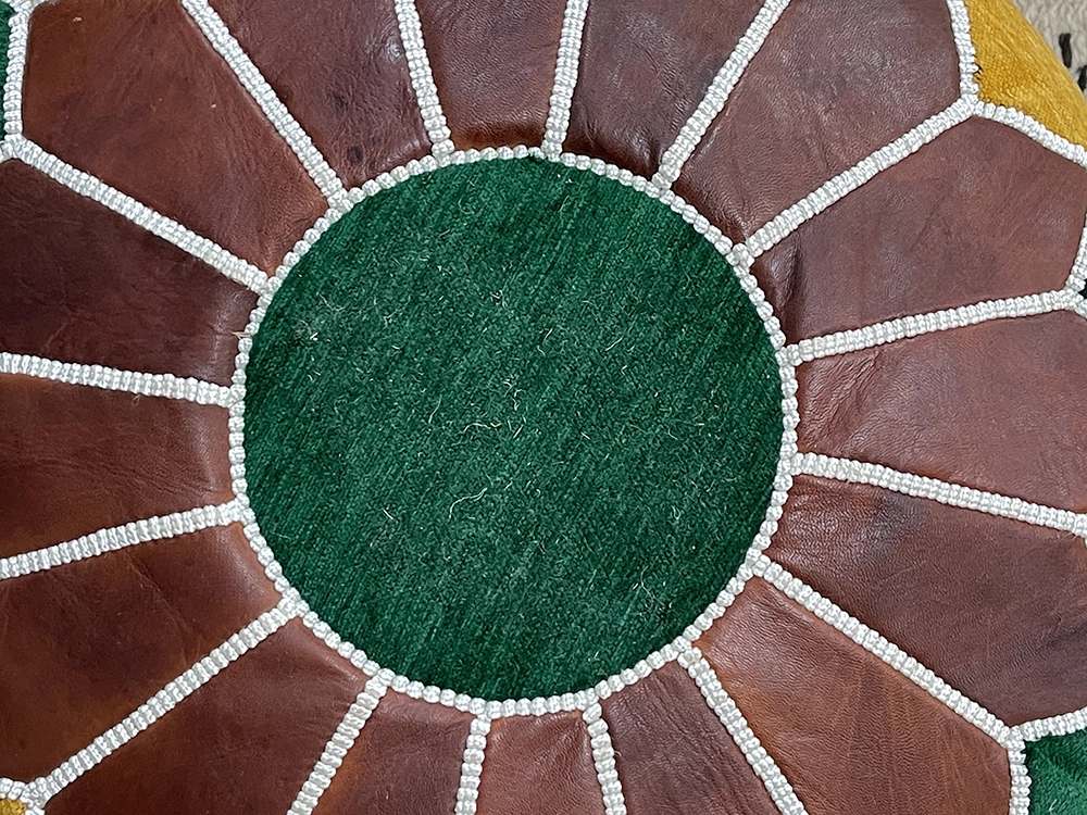 Moroccan ottoman pouf - Fern Forest