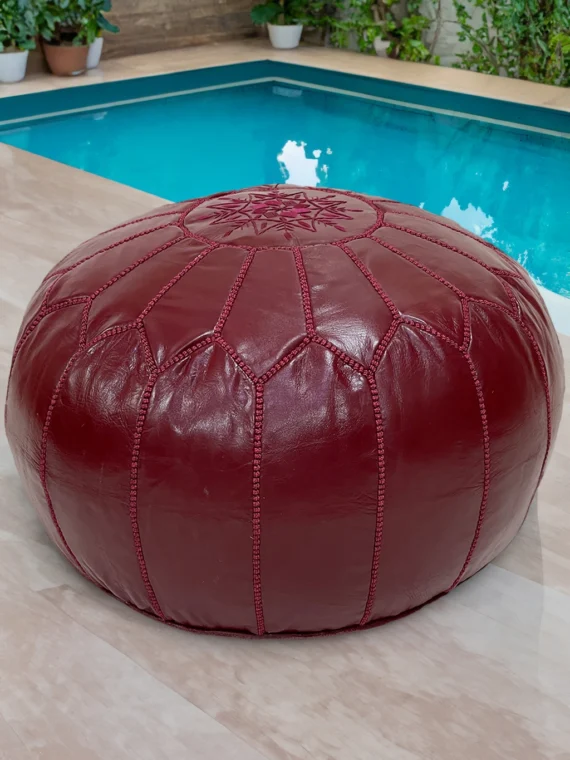 Moroccan ottoman pouf - Garnet Glory