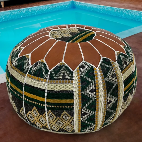 Moroccan Green Oasis Pouf