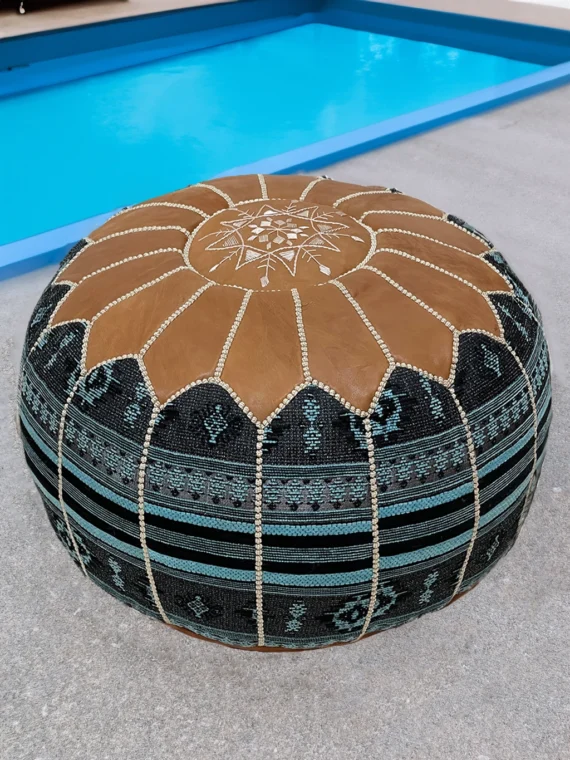 Moroccan ottoman pouf - Indigo Zenith