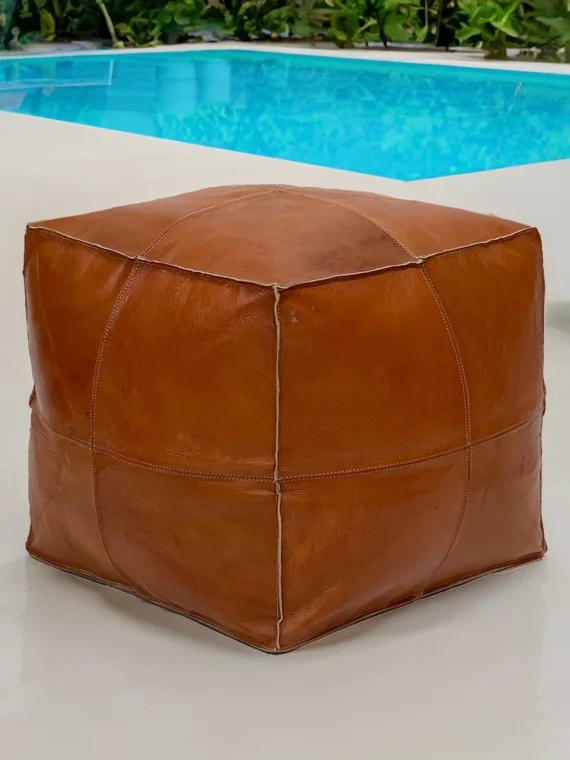 Moroccan ottoman pouf - Koutoubia Leather Ottoman
