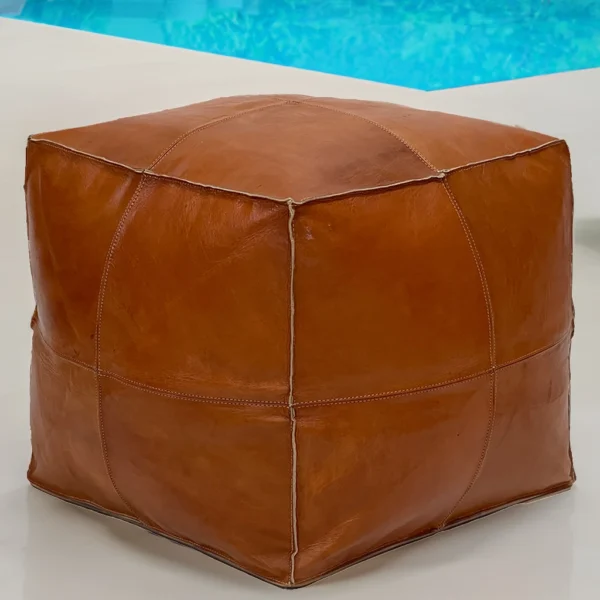 Moroccan Koutoubia Leather Ottoman Pouf