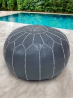 Moroccan ottoman pouf - Milky Gray