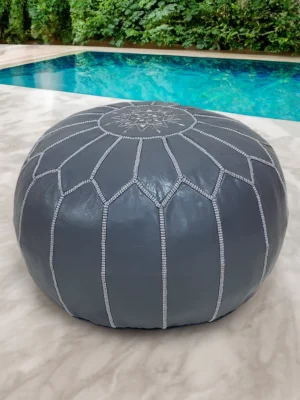 Moroccan ottoman pouf - Milky Gray