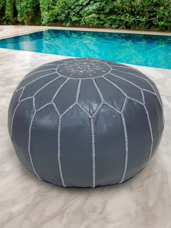 Moroccan ottoman pouf - Milky Gray