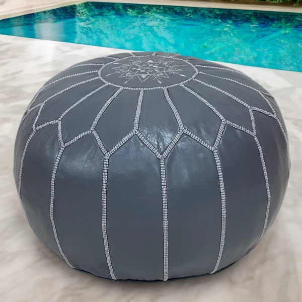 Moroccan Milky Gray Pouf