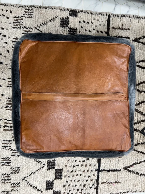 Moroccan ottoman pouf - Misty Gray