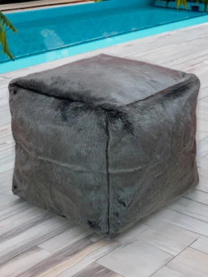 Moroccan ottoman pouf - Misty Gray