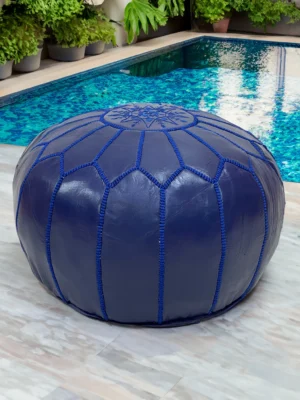 Moroccan ottoman pouf - Navy Horizon